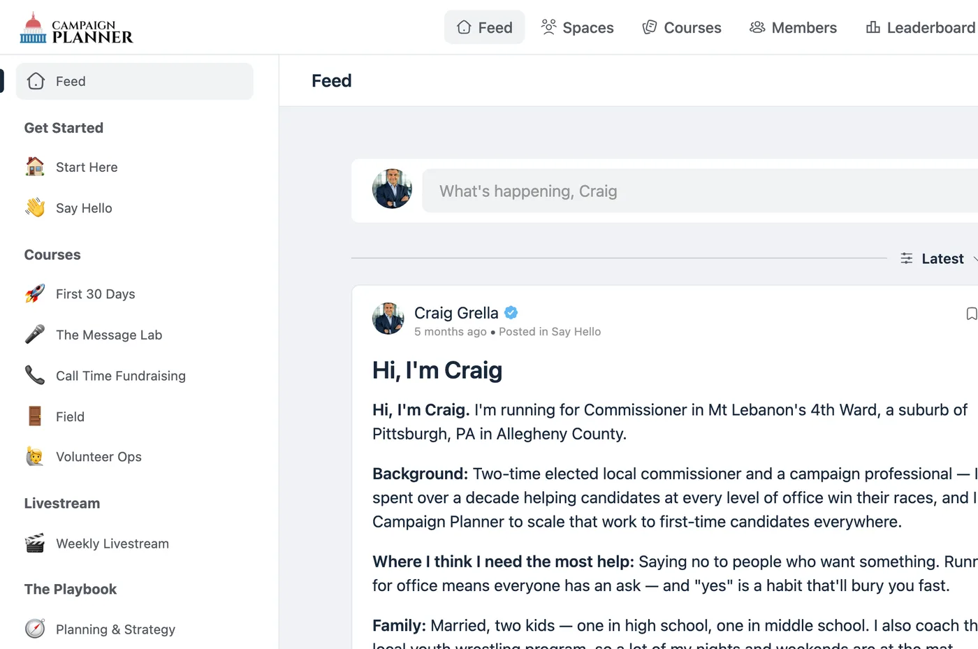 The Campaign Planner community feed