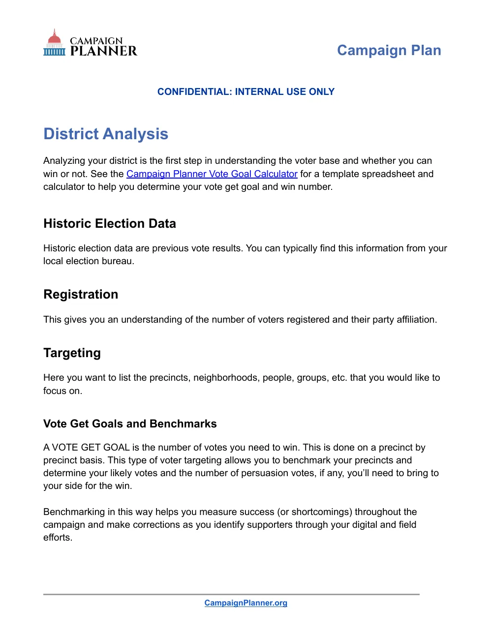 Template page: District Analysis