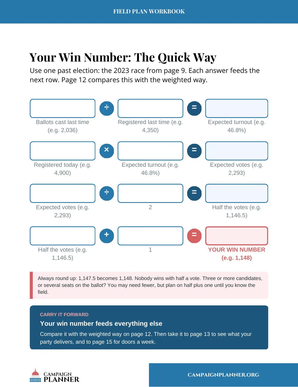 Workbook page: Your Win Number, the quick way